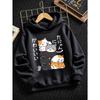 Felpa con Cappuccio per Bambini e Bambine Gatto Giapponese Stampata Kawaii Cartoon Pullover Top con Cappuccio Casual Streetwear Autunno Inverno