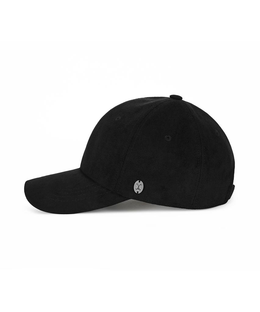 Bajal Va Curved Oval Metallic Suede Ball Cap Black