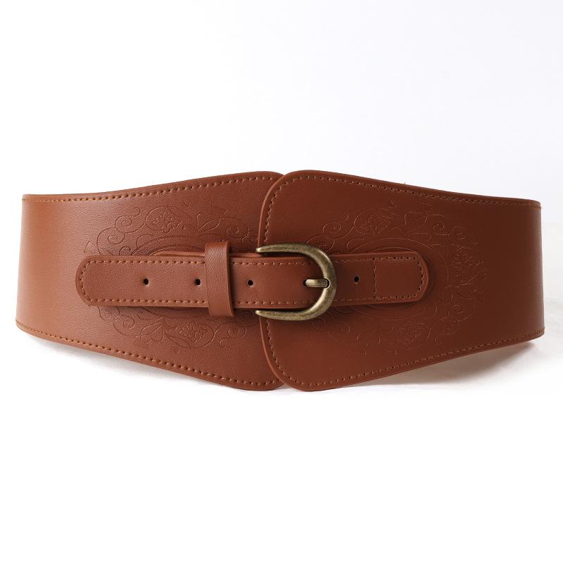 

Mei Mary Retroeasiest for matchaccessible luxury style embossed belt, women s skirt, green waistband, bronze buckle, decorative girdle waist size 69.9-79.9cm верблюд