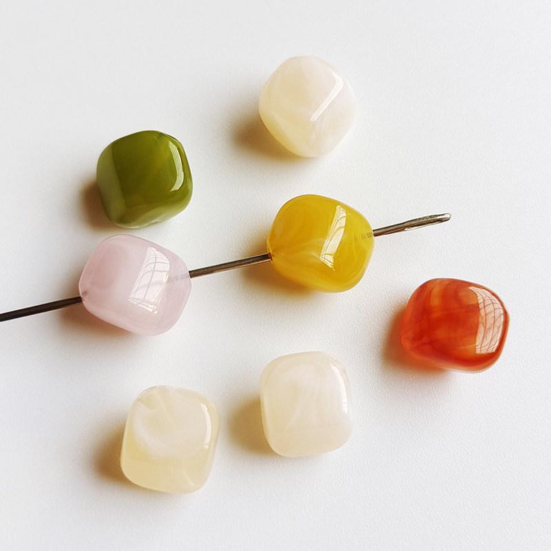 Acrylic High Gloss Double Color Small Rhombus Loose Beads for DIY Handmade Ornaments