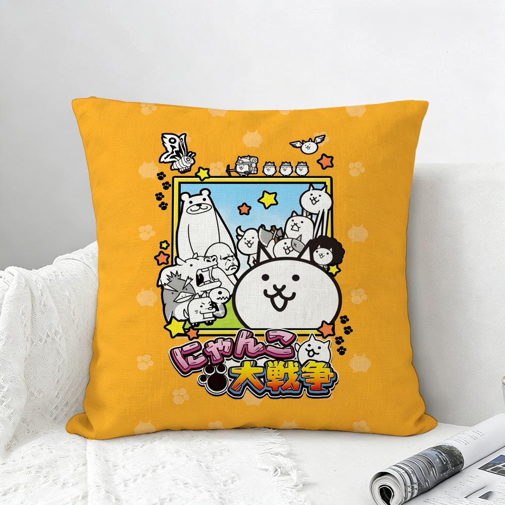 Game The Battle Cats Cushion Cover Natural Linen Pillowcase Set AllinOne Decor for Sofa Bedroom Chair