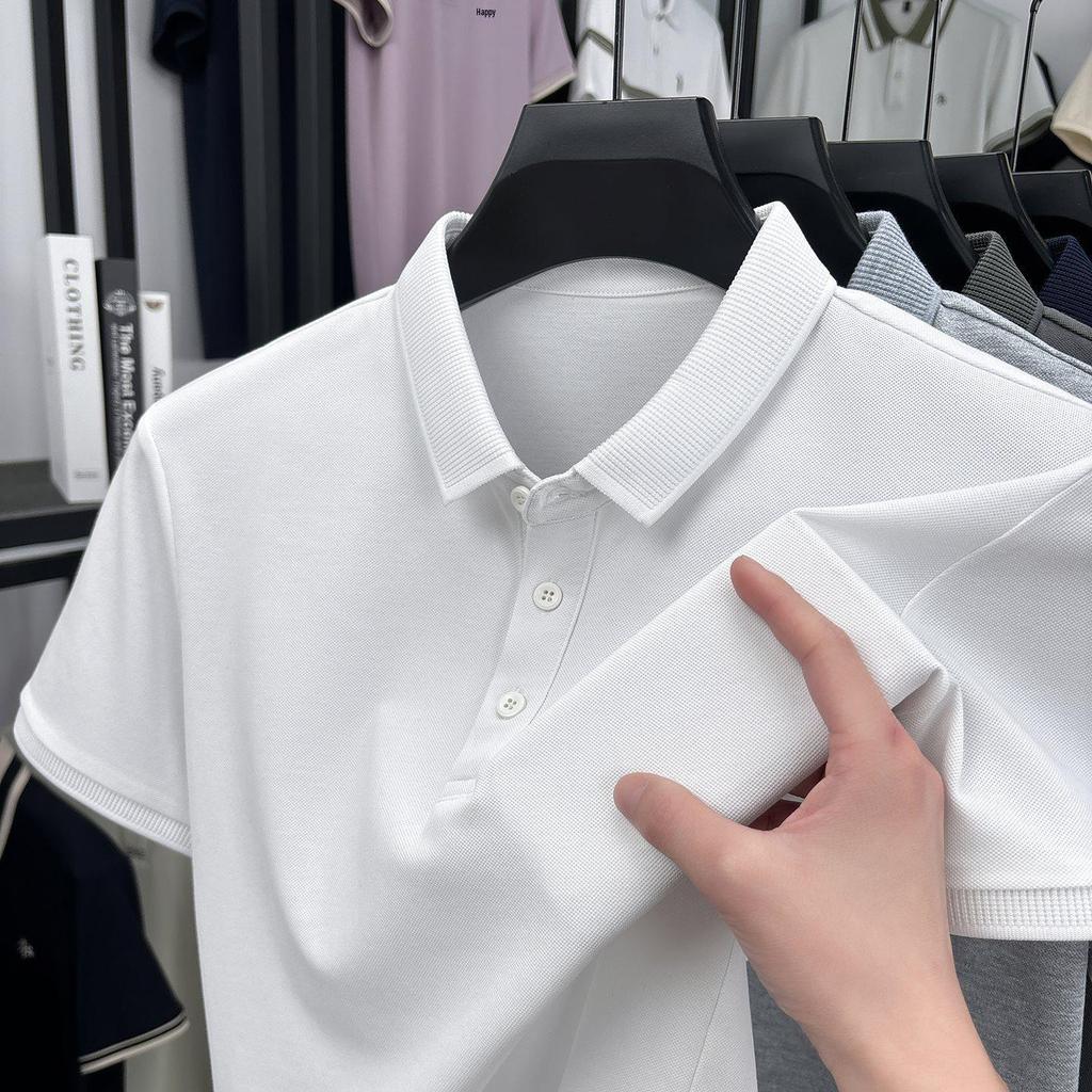 Bu Yi Fan Summer Short Sleeve Cooling Polo Shirt - Pure Color, High Quality, Versatile
