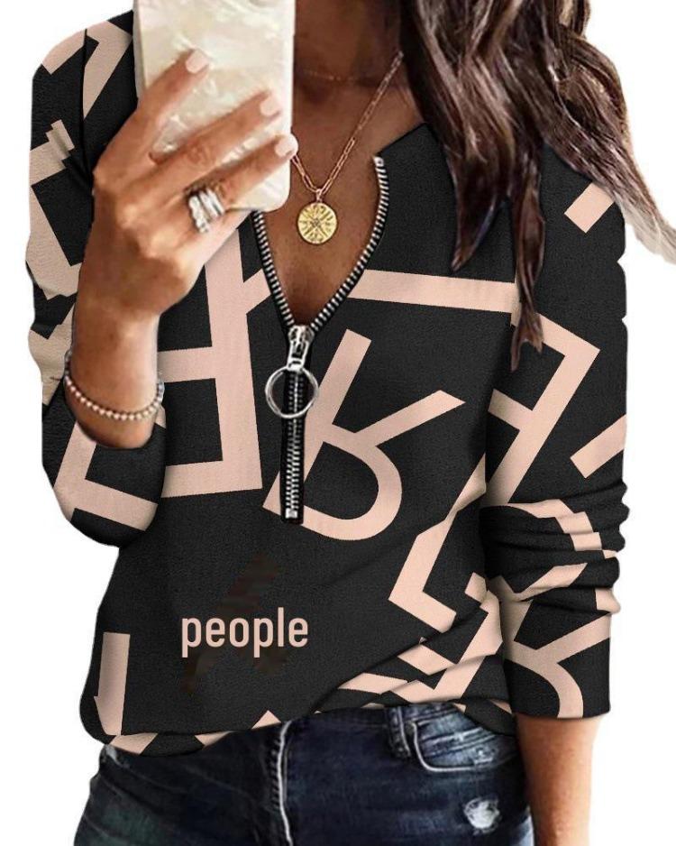 2023 Women's European American Spring Summer Commuter Long Sleeve Zipper Shirt
