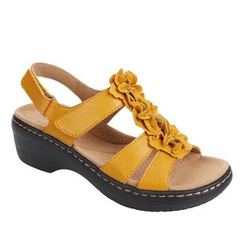 Women Summer Sandals Flower Wedge Platform Orthopedic Shoes Retro Rome Casual Comfortable Peep Toe Plus Size