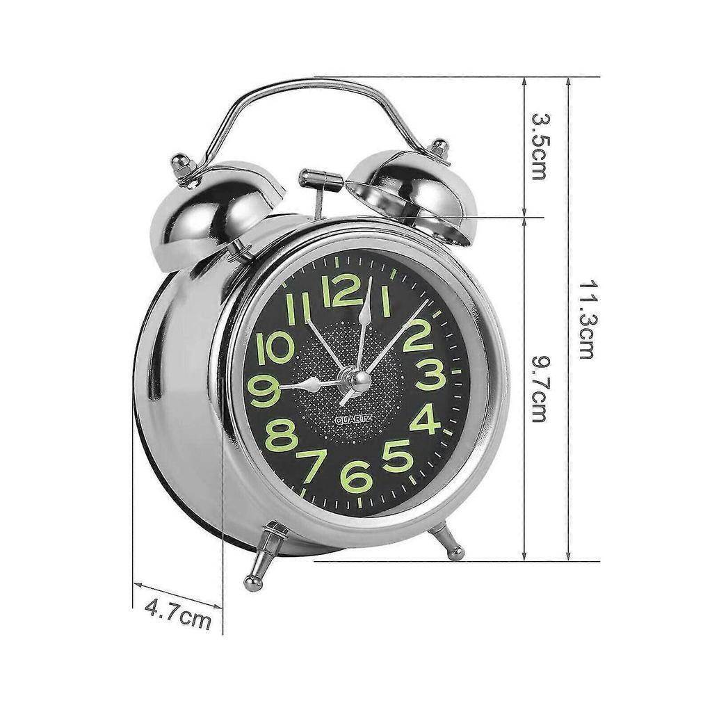 3 Inches Twin Bell Super Loud Alarm Clock with Nightlight for Heavy Sleepers Bed Desktop Student Decor