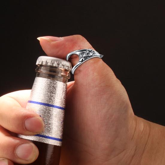 Bottle Opener Ring Sturdy Construction Anti-deform Titanium Steel Exquisite Bottle Opening Ring Party Tools for Home