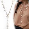 Women's Fashion Korean Style Faux Pearl Flowers Long Necklace Sweater Chain