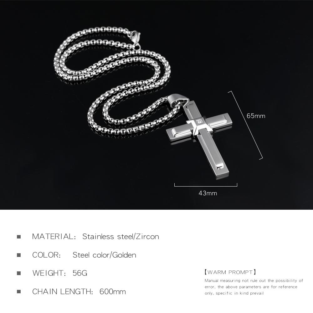 Klassischer Kreuzanhänger Männlich Edelstahl Lange Kette Persönlichkeit Christliches Jesuskreuz Halsketten Für Männer Gebetsschmuck