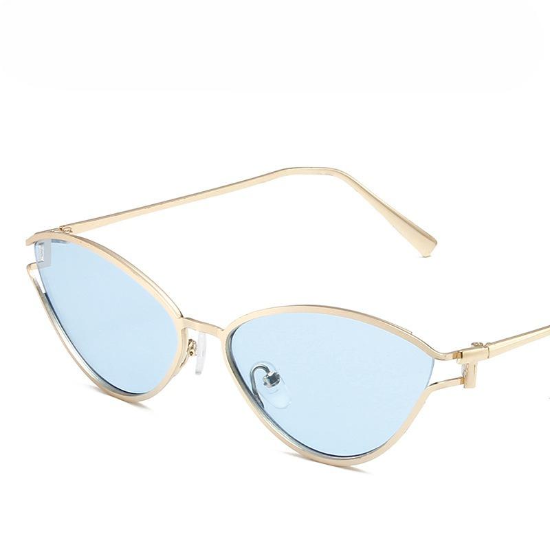 Fashionable Cat Eye Sunglasses Hollow Frame Design Metal Full Frame Glasses Sun Visors Personalized Stylish