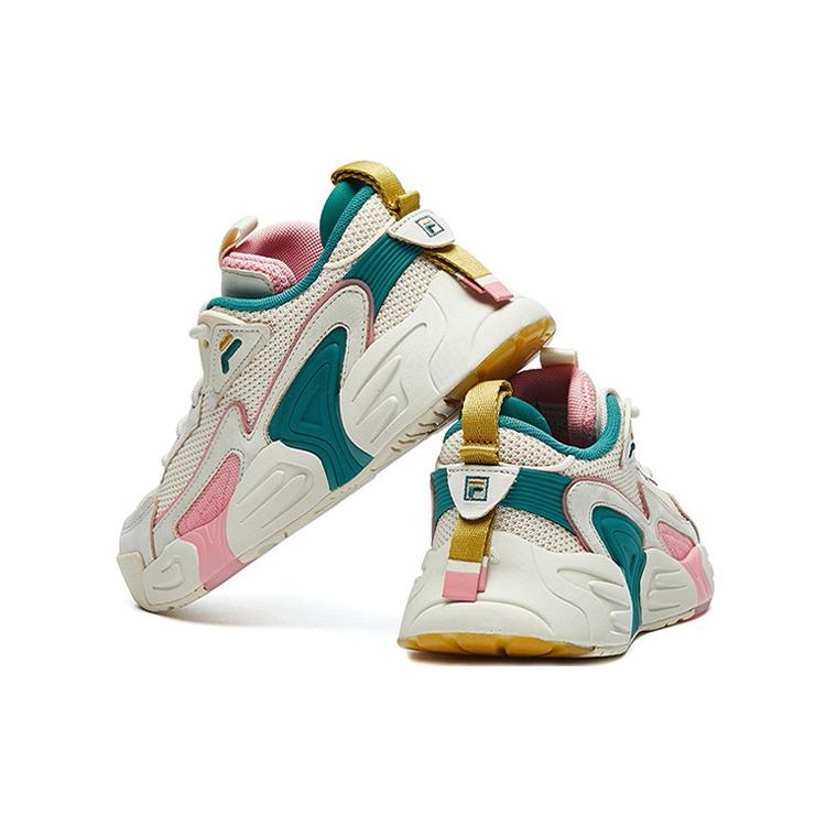 New FILA Swarm Swirl Swarm Low Top Vintage Basketball Shoes Women's Beige Pink F12W021213FAF