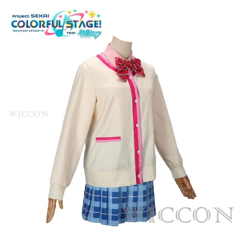 Spiel Anime Project Sekai Colorful Stage Akiyama Mizuki Cosplay Kostüm Mädchen Alltagskostüm Rosa Perücke Alltagsset Karneval Halloween