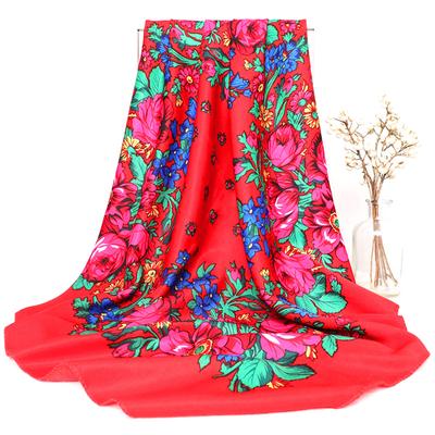 Foulard da donna Sciarpe con stampa floreale Fazzoletto Scialle Sciarpa quadrata Hijab retrò etnico
