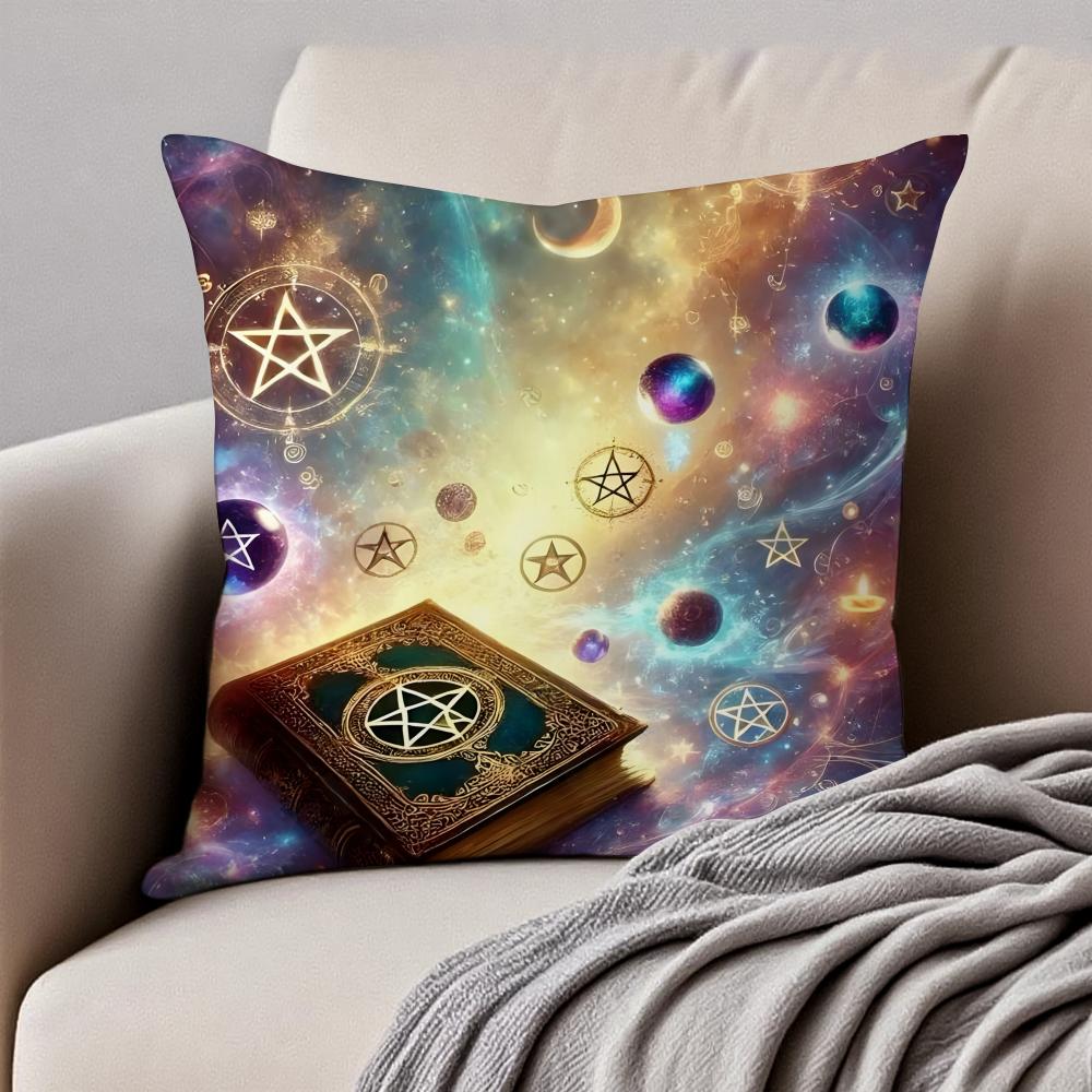 Dreamlike Magical Pattern Cushion Cover Pillowcase Antidustmite Invisible Zipper Short Plush Sofa Cushion