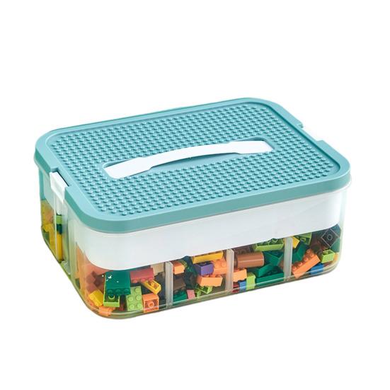 12L Toy Storage Box Large Capacity Multiple Compartments with Dustproof Lid Handle Design Blocks Toys Organizer Storage Case