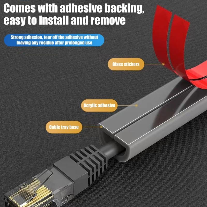 1m Long Cable Management Cover Wall Cord Concealer PVC Trunking Wire Line Hider for Home Office Easy Installation