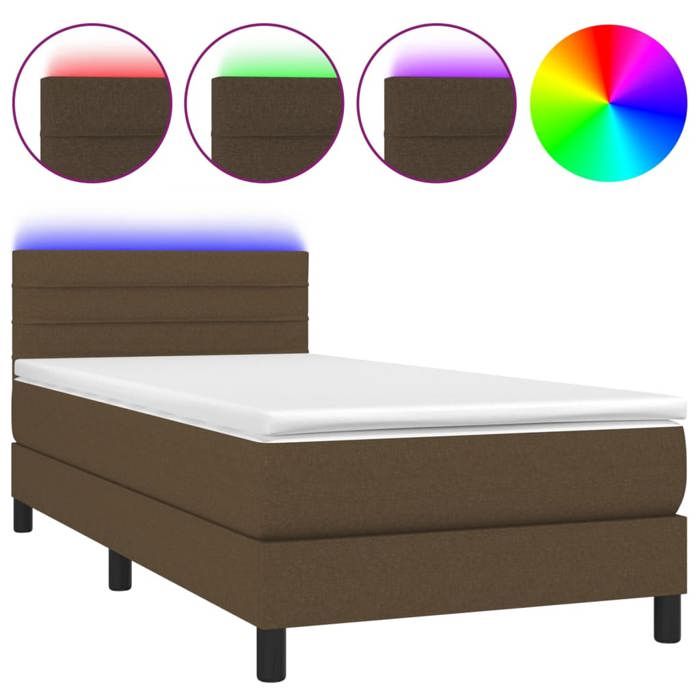 Maison Exclusive - Sommier à lattes de lit matelas et LED Marron foncé 100x200 cm
