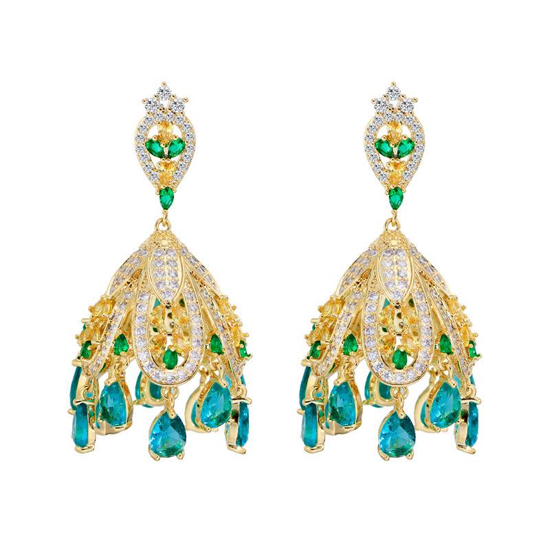 Retro Französischer Hofstil Zirkon-Eingelegte Silber-Windspiel-Ohrringe