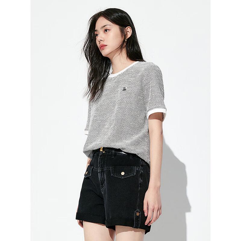 PEACEBIRD Women's Little Fragrance Style Short Sleeve Knit T-Shirt