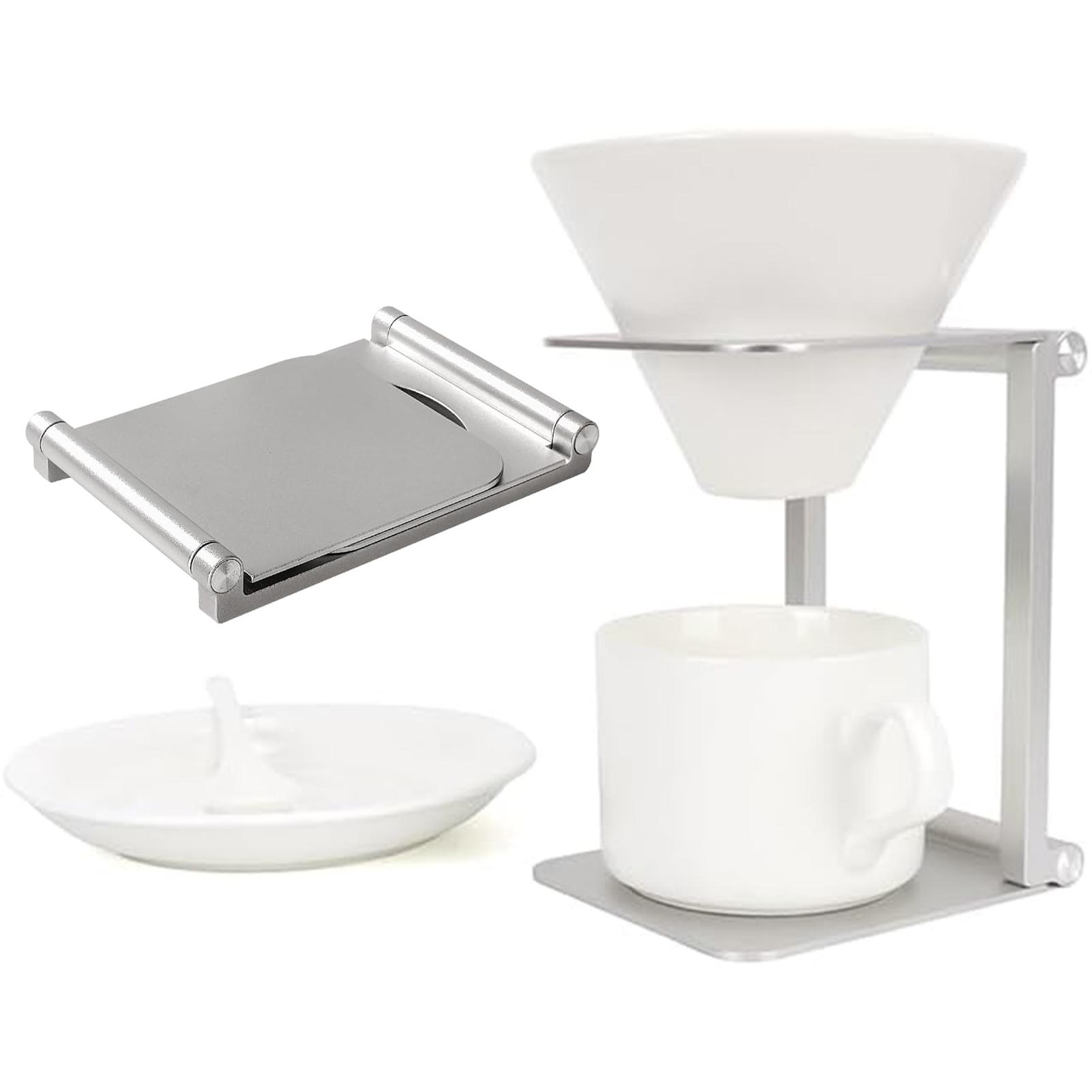 Foldable Coffee Machine Stand Aluminum Alloy Adjustable Height Drip Metal Espresso Maker Holder for Home Office Travel Portable argento