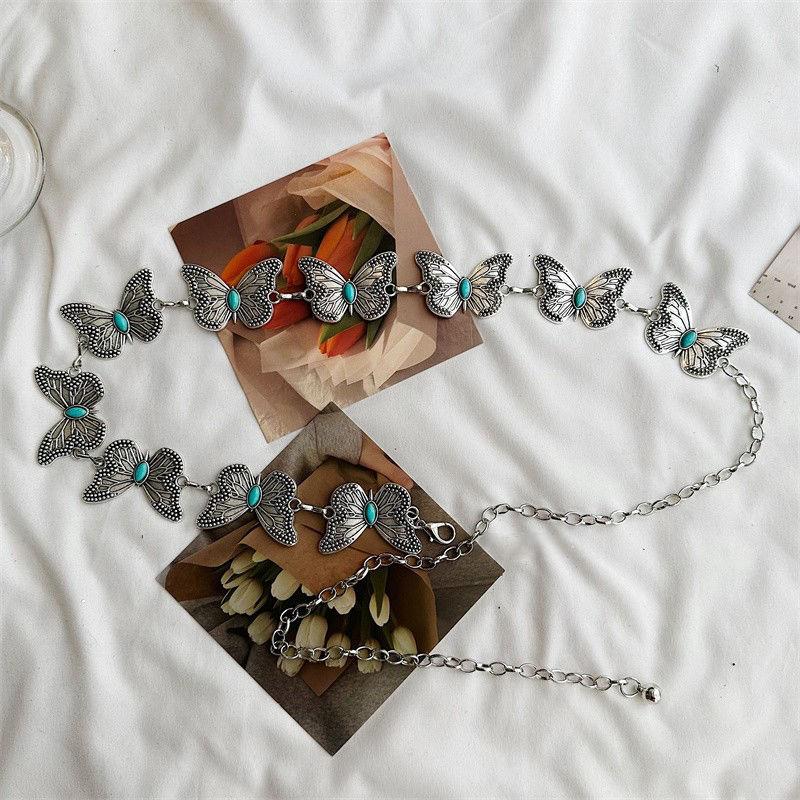 Butterfly Metal Waist Chain Women Y2K Retro Versatile Waist Chain Dress Short Skirt Gothic Chain Fashion Accessories