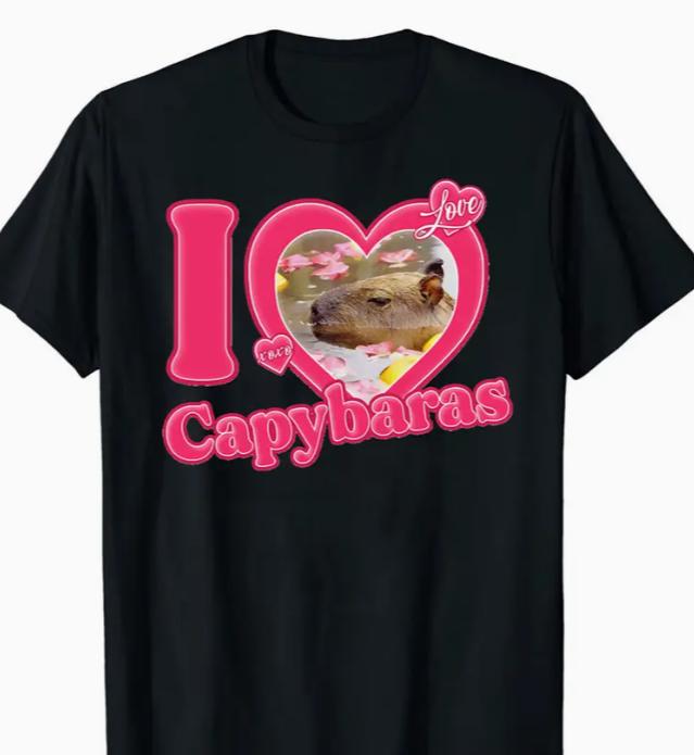 I Love Capybaras Unisexs Casual Short Sleeve Crew Neck Tshirt Unisexs Tee Outfits Summer Clothing Unisex Clothing