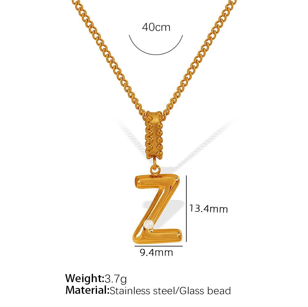 18k Gold-Plated Titanium Steel Bubble Letters Necklace for Women