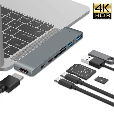 עמדת עגינה כפולה Type C ל-HDMI רכזת Thunderbolt C USB 3.1 7 ב-1 מתאם Pro עבור MacBook מחשב נייד