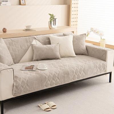 Geometrische bankhoes in effen kleur Scandinavisch verdikt pluche L-vorm hoekbank handdoekhoes antislip bankbeschermer voor woonkamer
