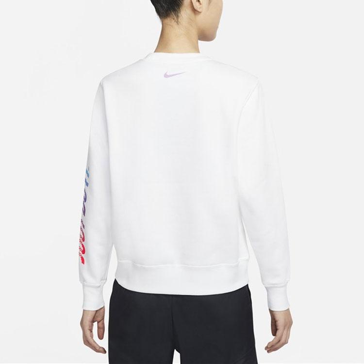 Nike Sportswear Logo Print Fleece Crewneck Sweatshirt Women Sweatshirts White DC3941-100