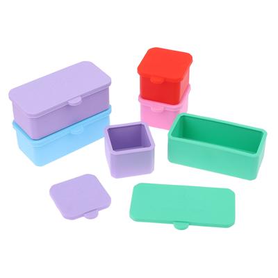 Silikoonist Bento Box maitseainekarpi kastmejagaja tass kaanega Ruudukujuline ristkülikukujuline maitseainete hoiukarp Korduvkasutatav laste lõunakarp