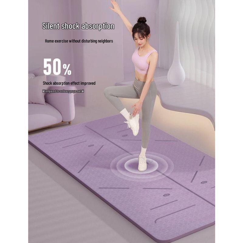 Non-Slip TPE Yoga & Fitness Mat - Thick, Shock-Absorbing, Silent Jump Rope & Dance Mat for Women