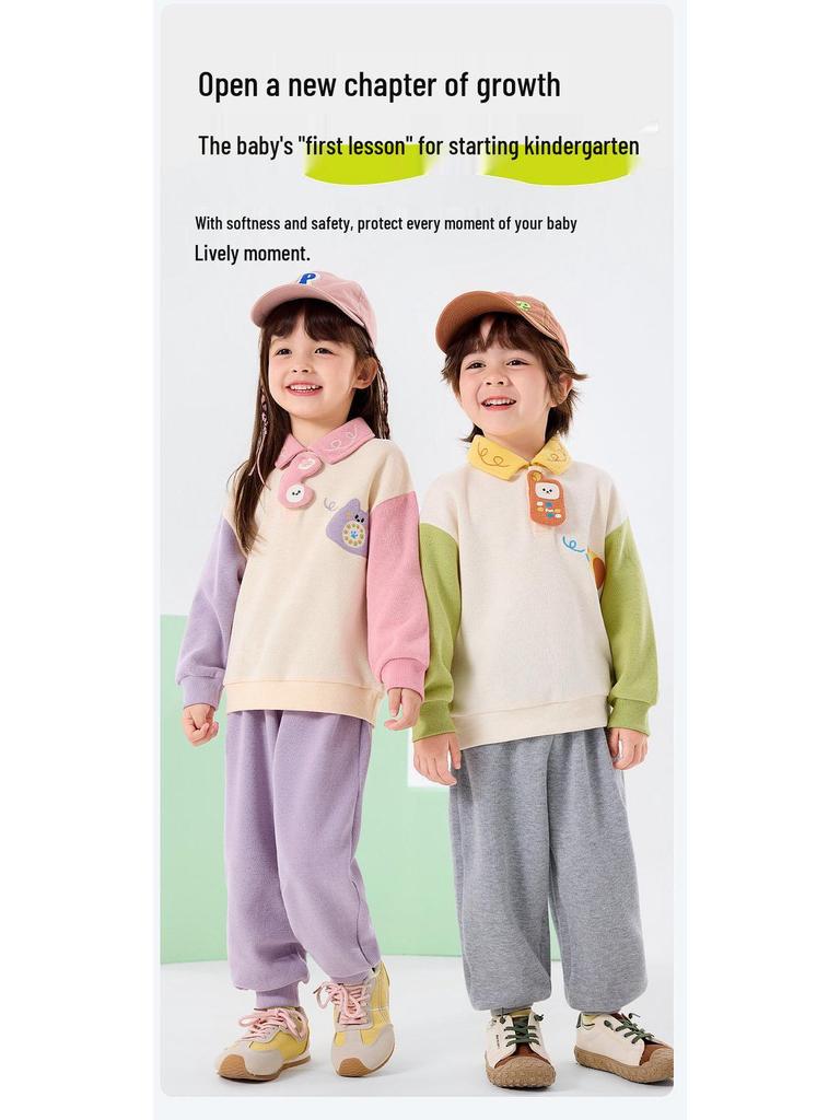 Dududu Kids Spring Polo Set: Baby Hoodie & Pants 2-Piece for Boys