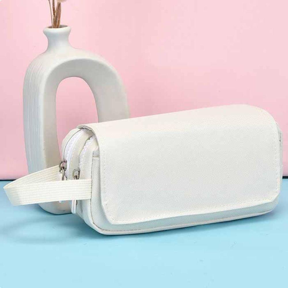 

Solid Color Canvas Pencil Case Simple Pen Bag New Pencil Box білий