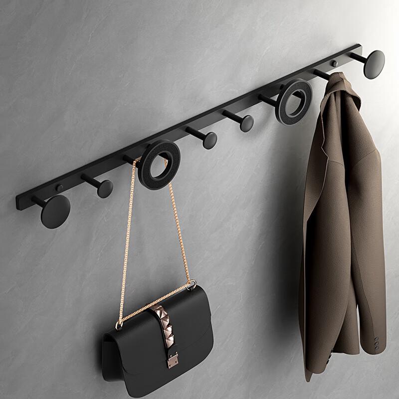 Wall-Mounted No-Punch Clothes Rack and Hooks for Bathroom, Entryway, Bedroom