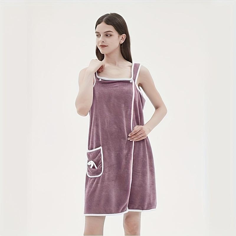 

Bath Towel Household Women Wearable Wrap Adults Absorb Water Polyester Dry Hair Skirt Long Style Bathroom Washable Bathrobe фиолетовый