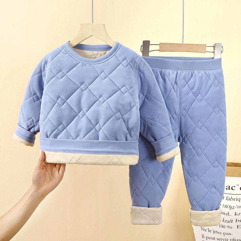 Children's School Uniform Artifact Autumn and Winter Three-layer Quilted Cotton Boys' Cotton Jacket with Thick Velvet Lining and Girls' Cotton Jacket