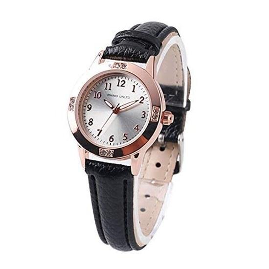Ladies wristwatchgirlswomensfashionpopularcuteleather bandluminousquartz watchstylish (black)