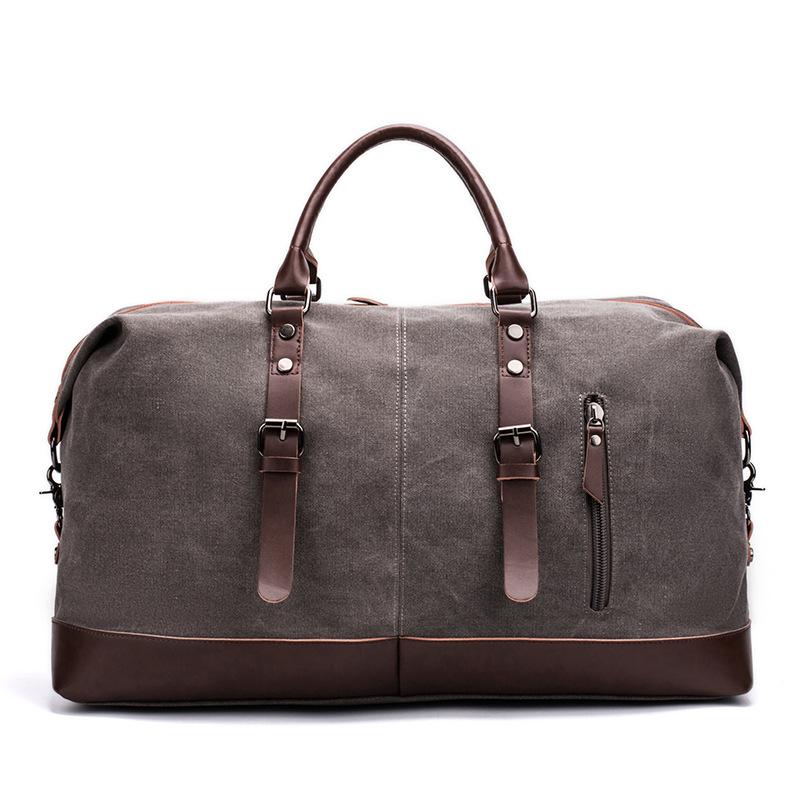 Large Capacity Male Travel Canvas Leather Bag  Male Luggage Bag  Travel Backpack