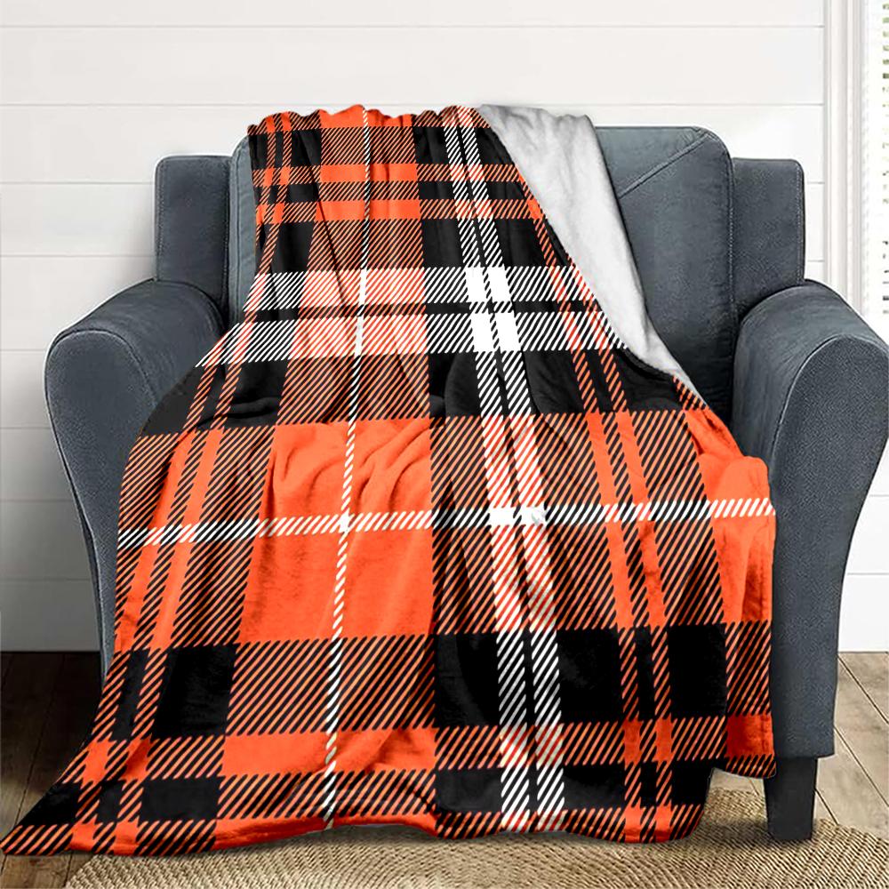 1Pc Autumnal Plaid Blanket Soft And Comfortable Casual Warm Camping Travel Christmas Halloween Xmas Gift M924190