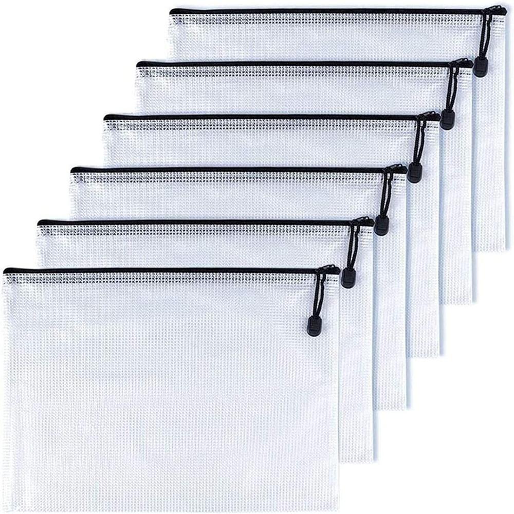 

Travel School Student Office Supplies Black Mesh File Bag Black Zipper Storage Waterproof