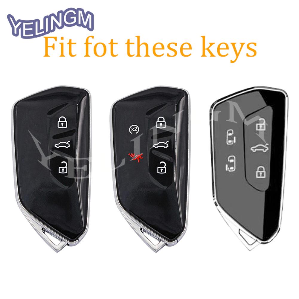 Shell Car Black Tpu Car Key Fob Cover Case Holder For Vw Golf Mk8 Id.4 Car Key Full Cover Key Protective Case