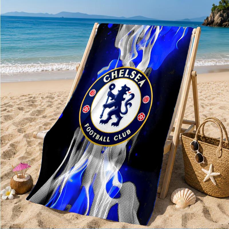 Asciugamano da Spiaggia Chel-sea Fc Stampato in Microfibra, Morbido e Assorbente, Asciugatura Rapida, Ideale per Viaggi Estivi, Essenziale per la Spiaggia, Piscina