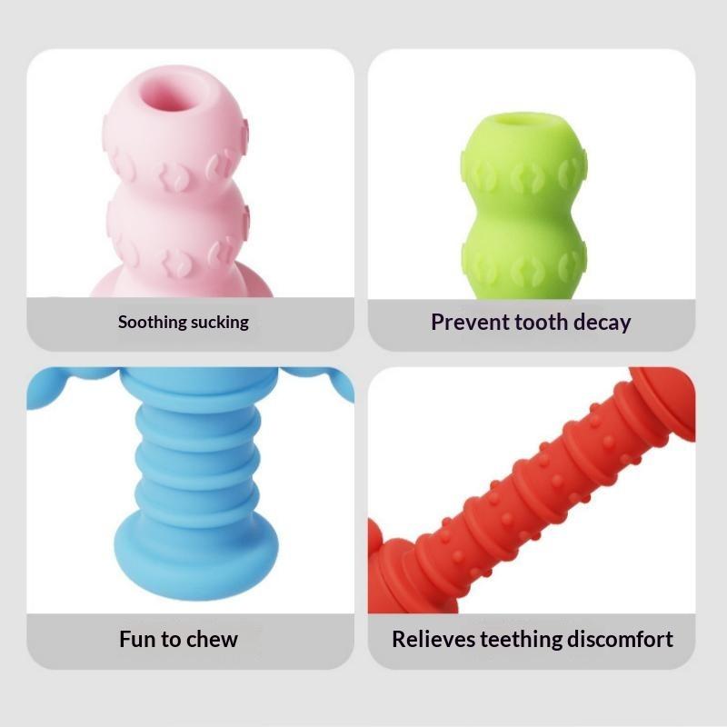 Baby Teething Chew Toys Easy Grip Silicone Handles Safe Non-Toxic Gum Soother for Toddlers Infant Shower Gift
