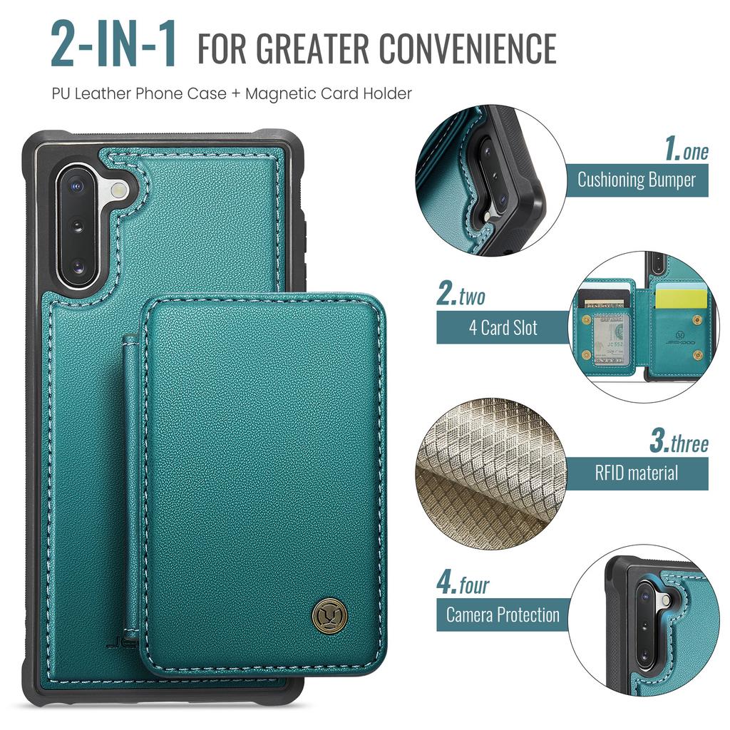 For Samsung Galaxy Note 10 4G Case JEEHOOD J05 Leather Mobile Cover with Detachable Magnetic Card Bag