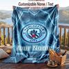 Flannel Blanket Manchester City Print Custom Name Text Soft Throw for Sofa Bed
