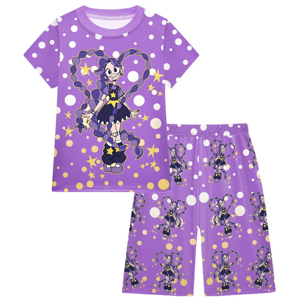 19770 Kids Girls Lily Lovebraids Printed Casual Short Sleeves T-Shirt Pants Shorts Clothes Sets