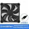 5V USB PC Case Exhaust Fan 8/12/14cm Hydraulic Bearing With Protective Net & Screws For Router TV Set‑top Box Cabinet Cooling