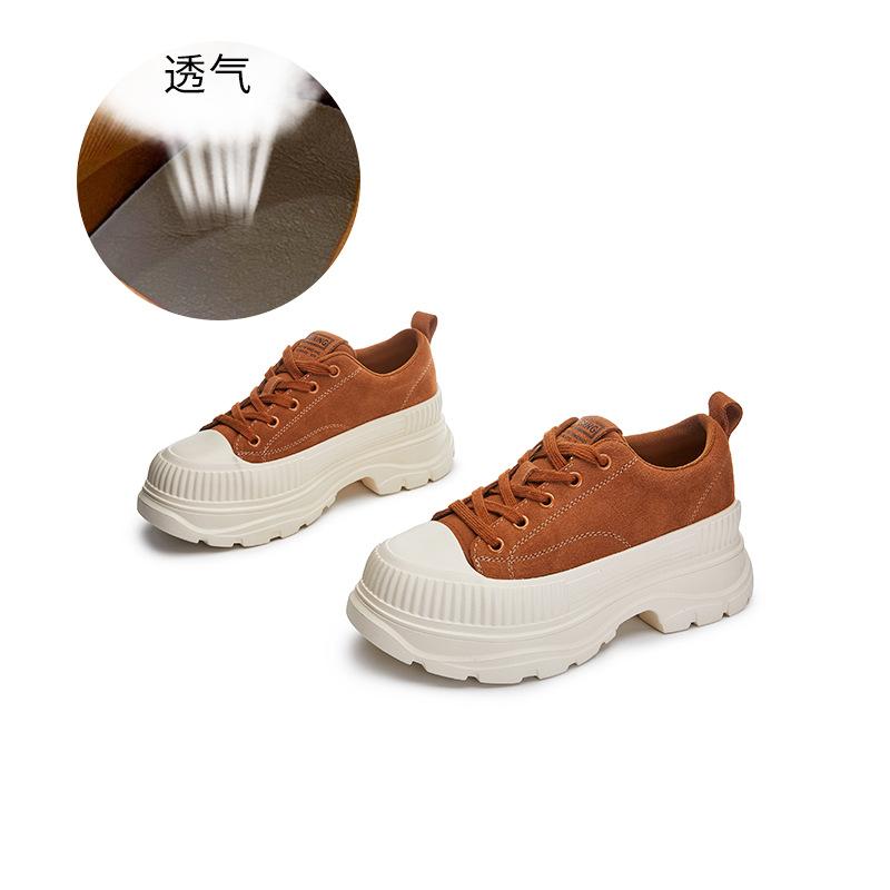 Foam sole leather muffin shoes 2025 autumn platform dad shoes casual height-increasing shoes women's little white shoes fashion women's shoes