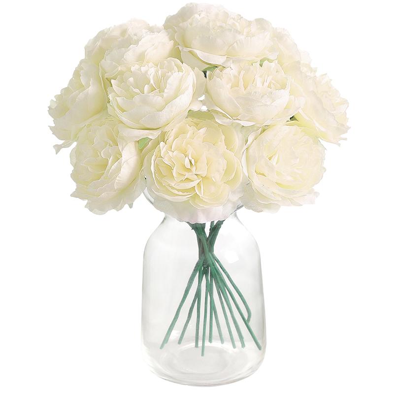 20CM 6Pcs Artificial Silk Blue Peony Flowers With Stems Fake Peony Bouquet  for Home Wedding Decoration Office Desks Ornament