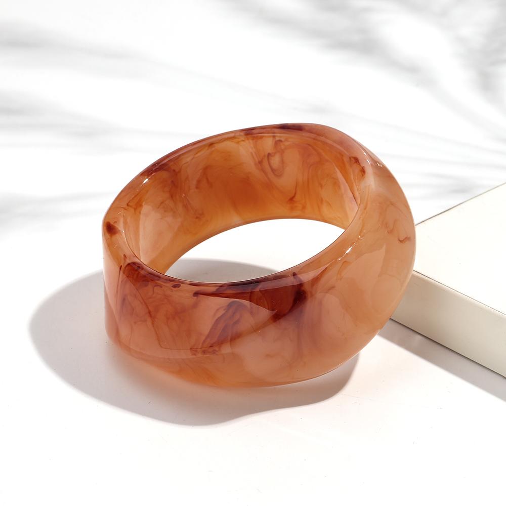 Trendy Thick Acrylic Irregular Bangle for Women Retro Dual Color Geometric Wide Cuff Bracelets Boho Fashion Jewelry Gift